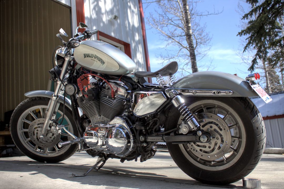 Green Phantom Pearl on Titanium Harley Custom Paint Job.