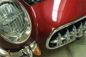 Mauve Rose red Candy Color Pearls on Corvette Hood.