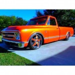 Blue Phantom Pearl on this orange Chevy Truck.
