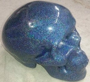 Holographic Blue Custom Paint Job on a skull.