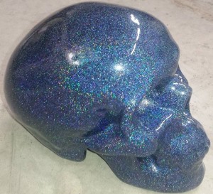 skull-HOLO Holographic Blue Custom Paint Job on a skull.