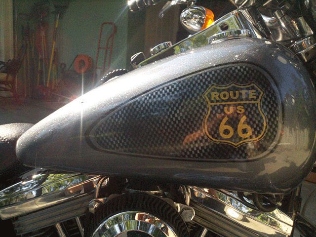 Route 66 Harley. This Bike Painted with a variety of our products, including Ghost pearls, Flake, and candy pearls.