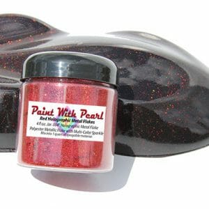 Red Holographic Metal Flake in .004" Size. One Jar can treat a whole car.