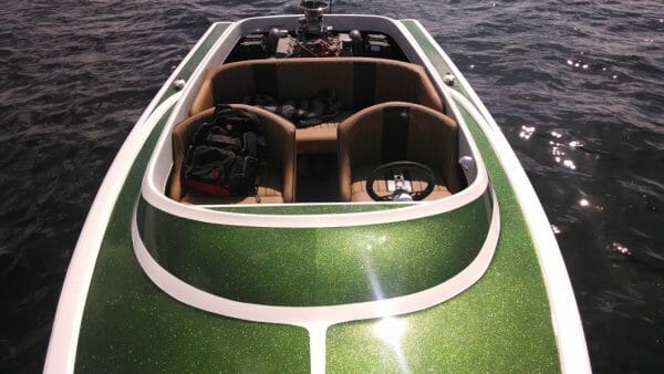 Moss Green Metal Flake on a boat in the sun