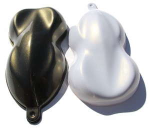 Gold Phantom Pearls Shapes painted over both black and white base coats.
