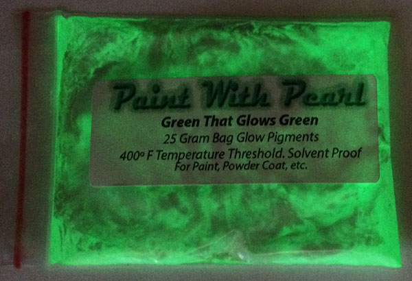 Glow in the Dark paint pigments. Green glows green pigment for paint and other coatings.