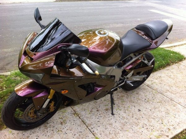 4739OV Gold Orange Purple Motorcycle