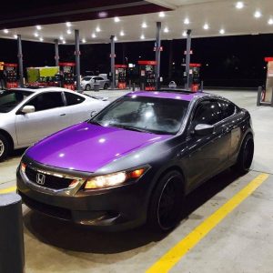 Dip Pearls or Purple Candy Metallic Paint Pigments on car hood.