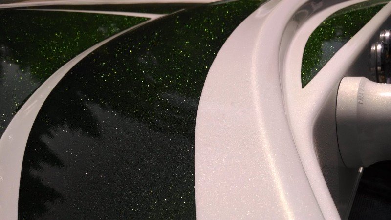 Jet Boat with Gold Shimmer Pearl and Moss Green Metal Flake