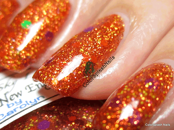 Orange Nails with Holographic Flake by Colorsplash custom nail polish color